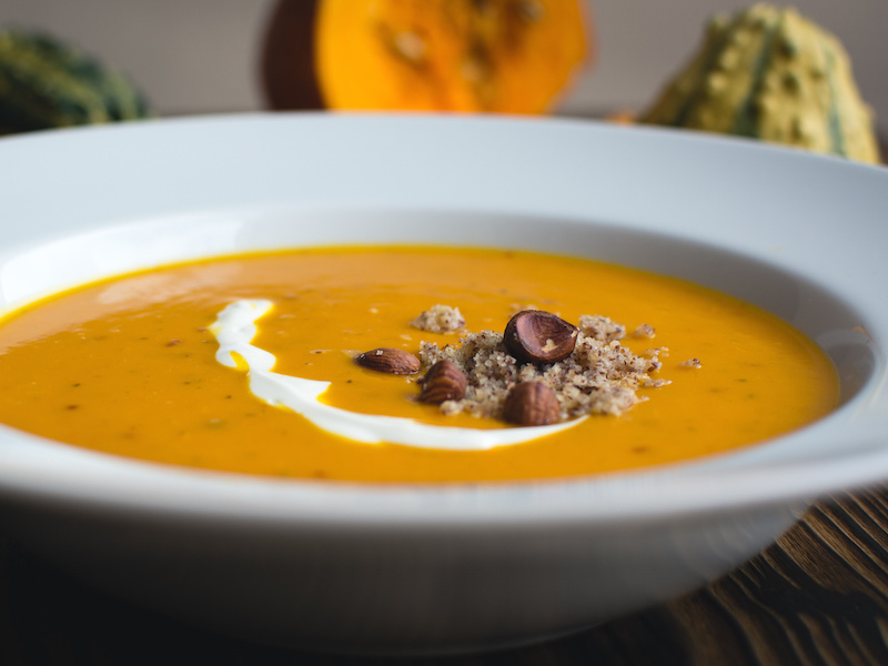 Autumn style pumpkin soup.